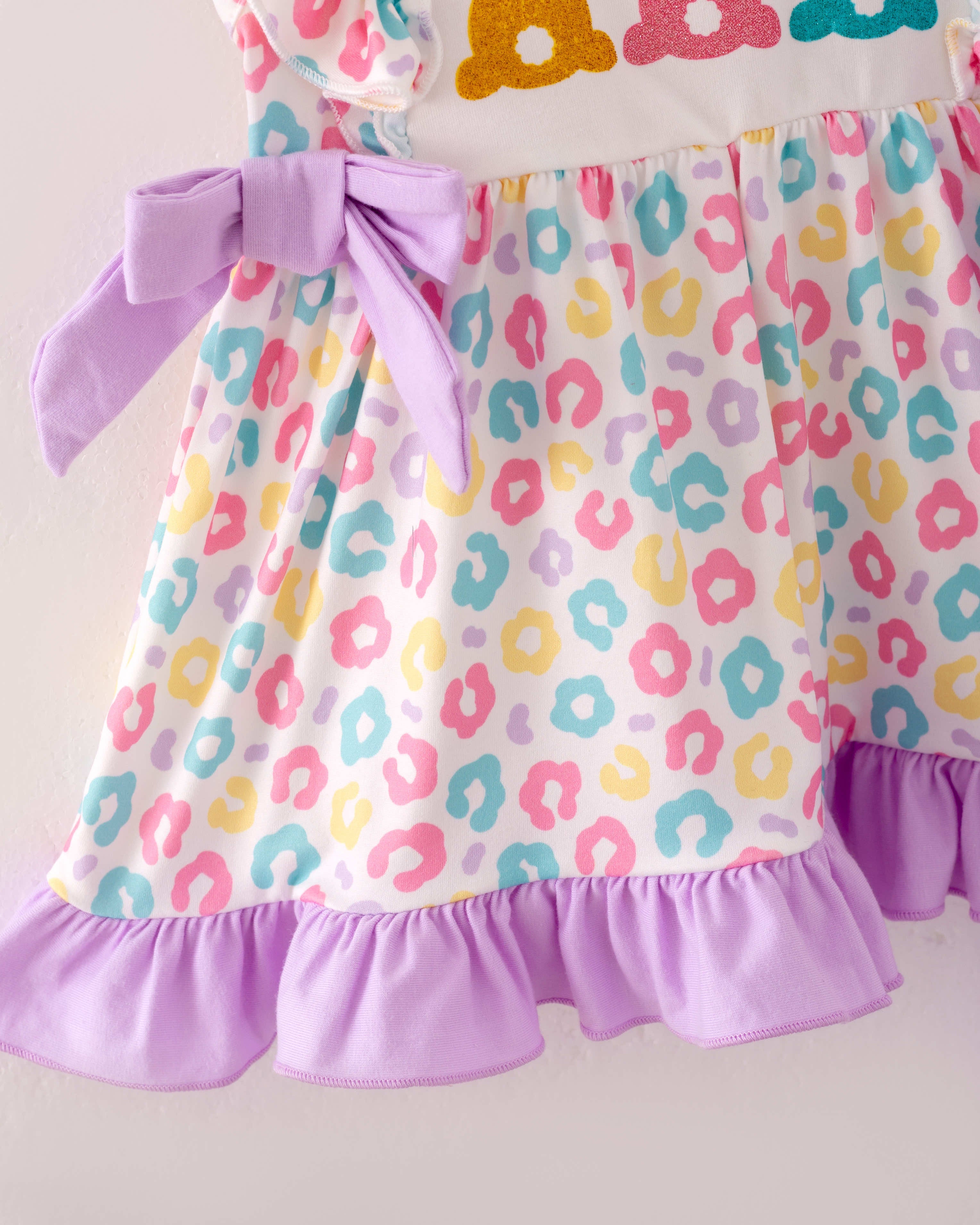 Easter Purple Blue Leopard Bunny Ruffle Girl Outfit