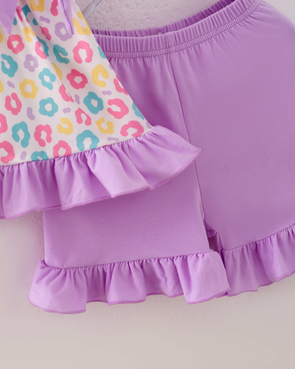 Easter Purple Blue Leopard Bunny Ruffle Girl Outfit