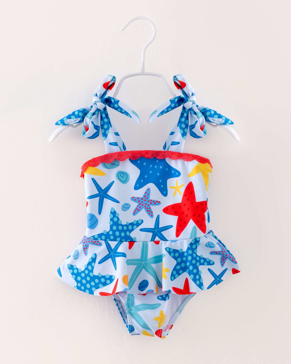 Girl Blue Starfish One Piece Swimsuit