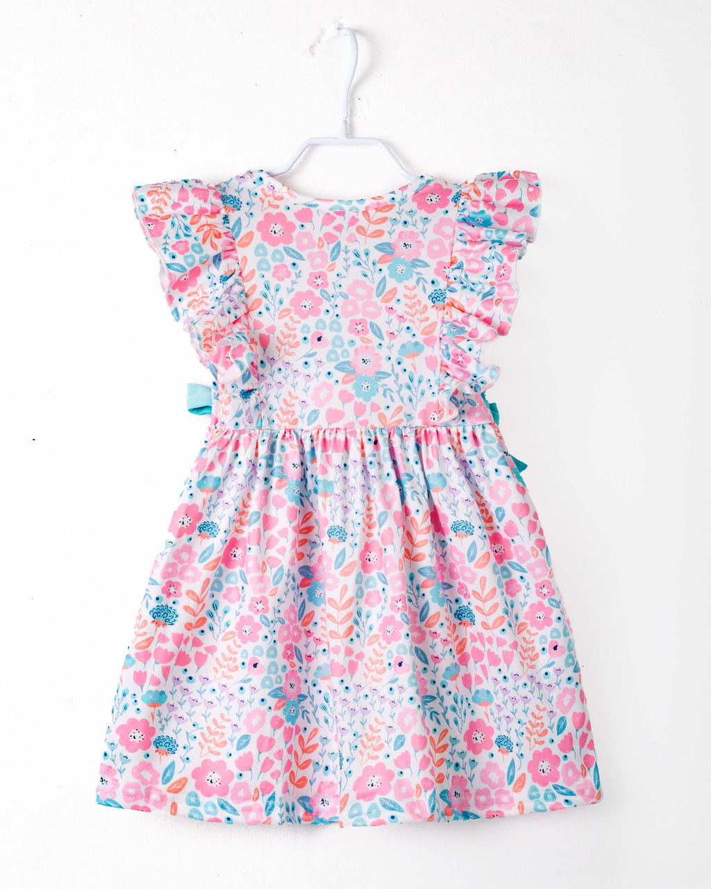 Floral Little Train Bunny Egg Carrot Ruffle Smocked Girl Dress