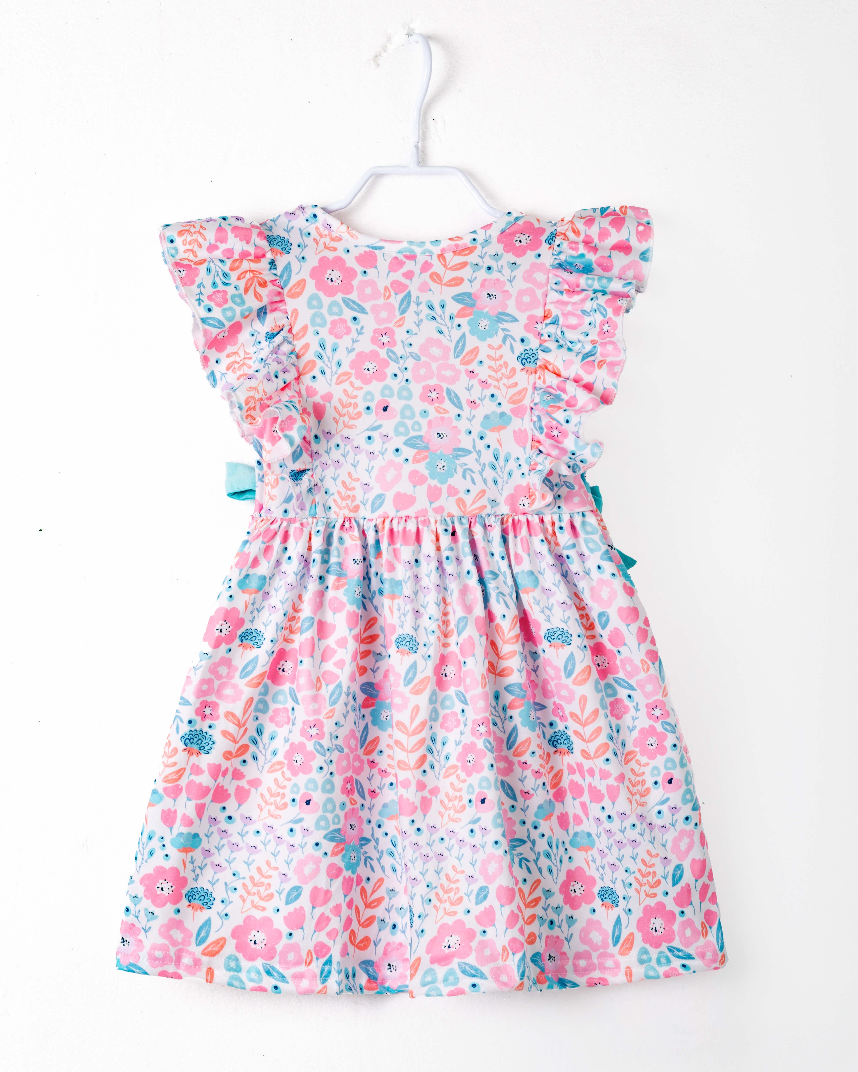 Floral Little Train Bunny Egg Carrot Ruffle Smocked Girl Dress