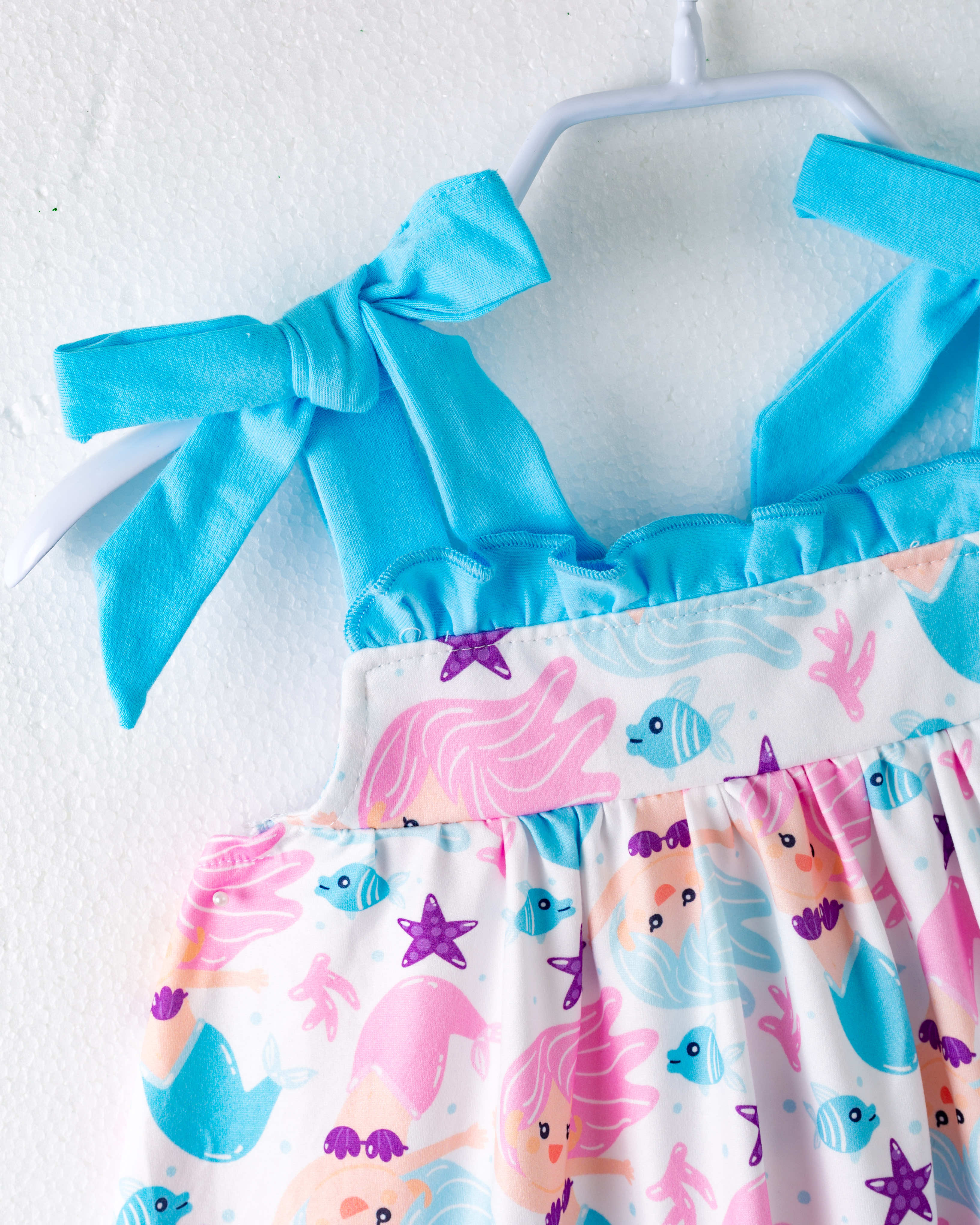 Blue Little Mermaid Ruffle Girl Short Set