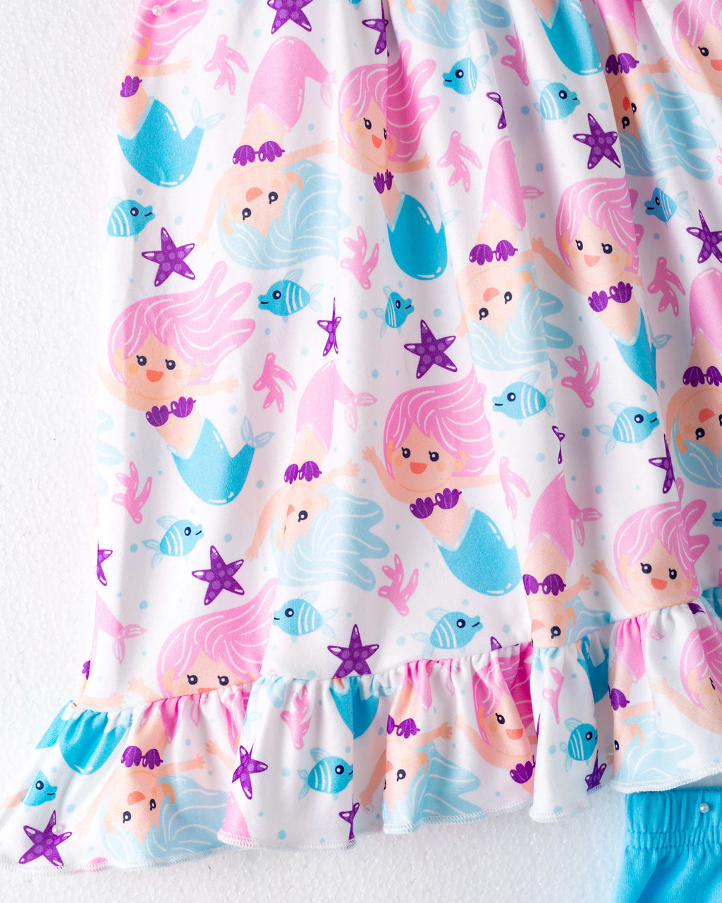Blue Little Mermaid Ruffle Girl Short Set