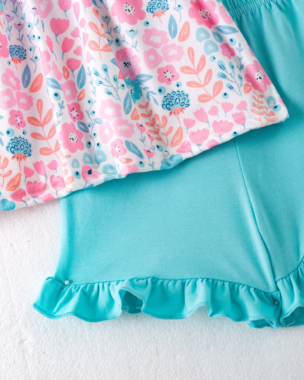 Floral Little Train Bunny Egg Carrot Ruffle Smocked Girl Short Set