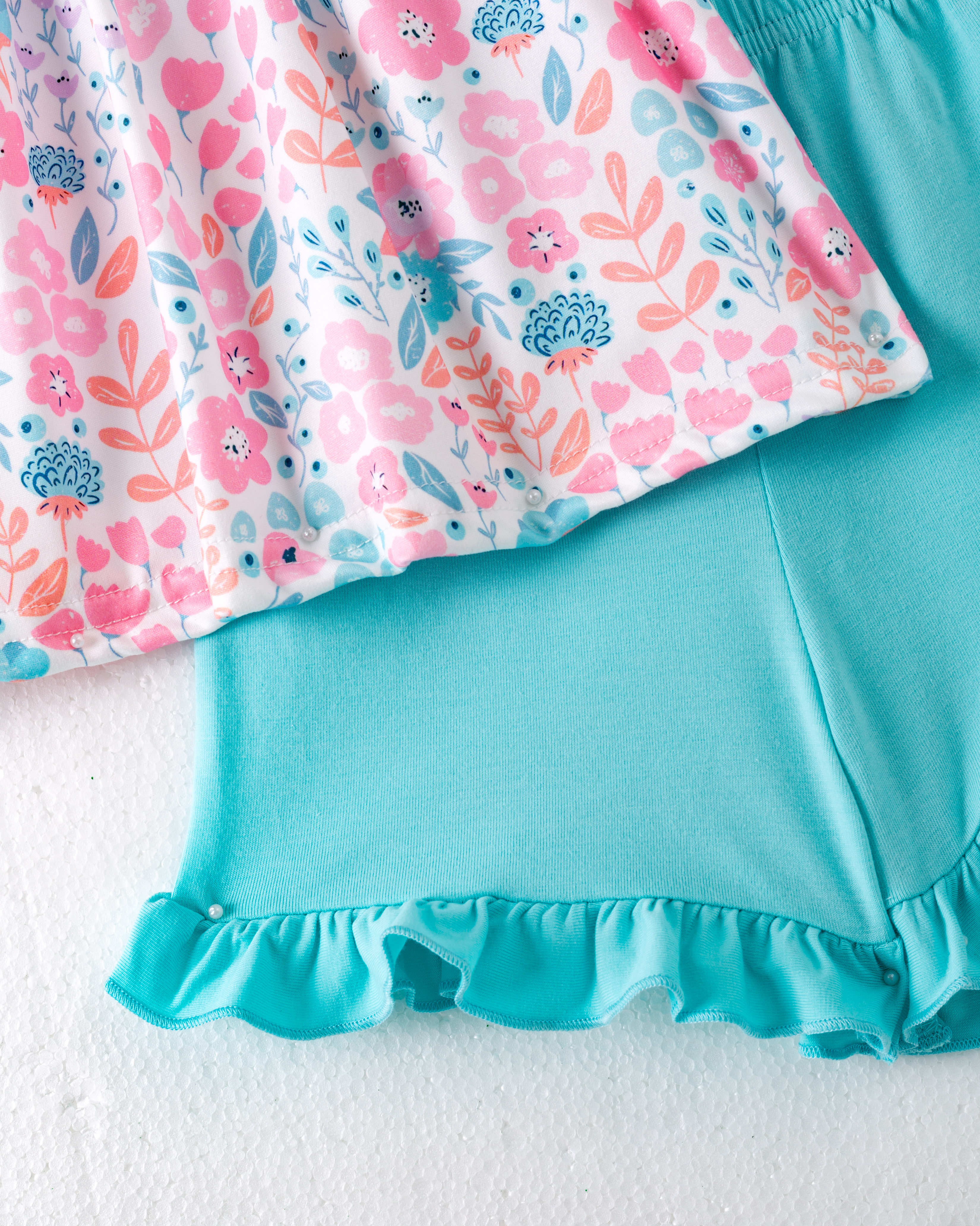 Floral Little Train Bunny Egg Carrot Ruffle Smocked Girl Short Set