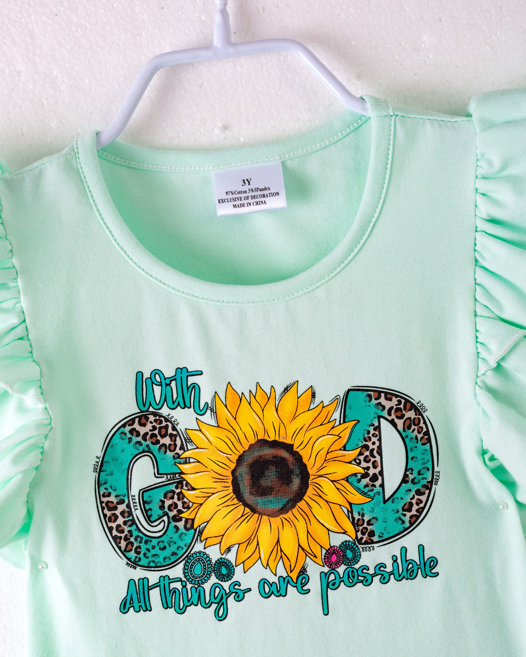 Yellow Sunflower Sequins Girl Denim Short Set