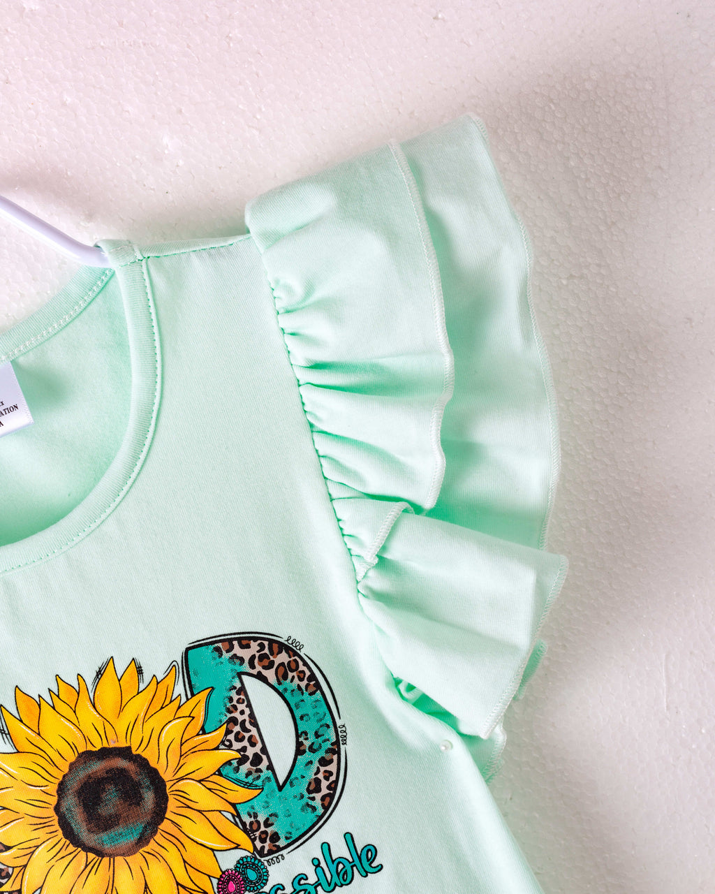 Yellow Sunflower Sequins Girl Denim Short Set