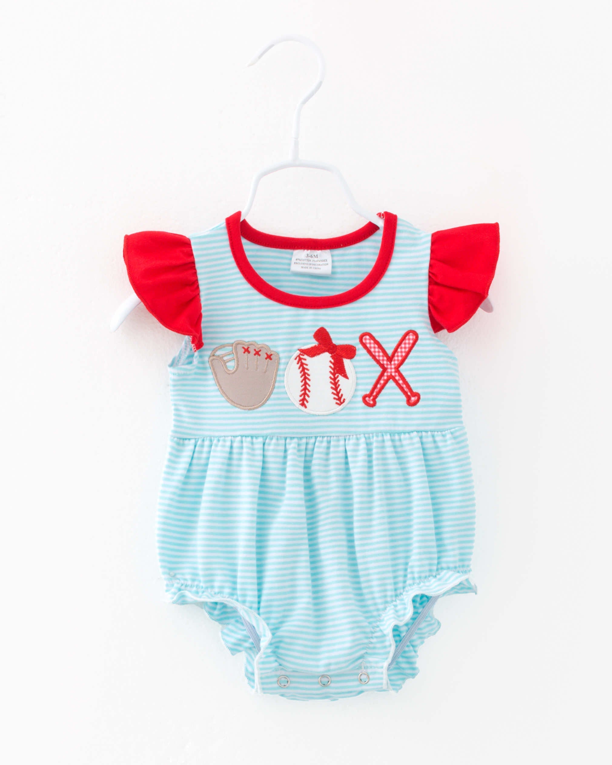 Baseball Ruffle Baby Girl Romper Jumpsuit