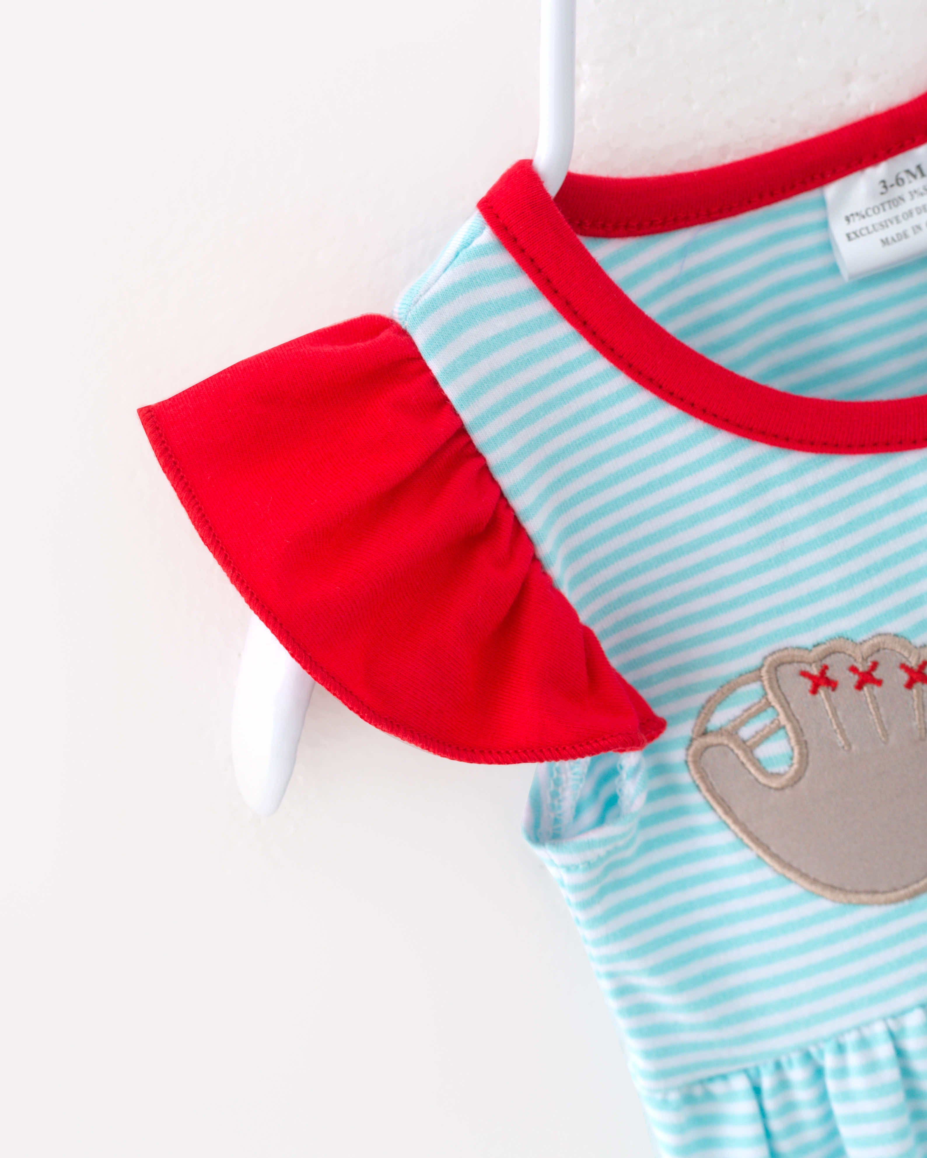 Baseball Ruffle Baby Girl Romper Jumpsuit