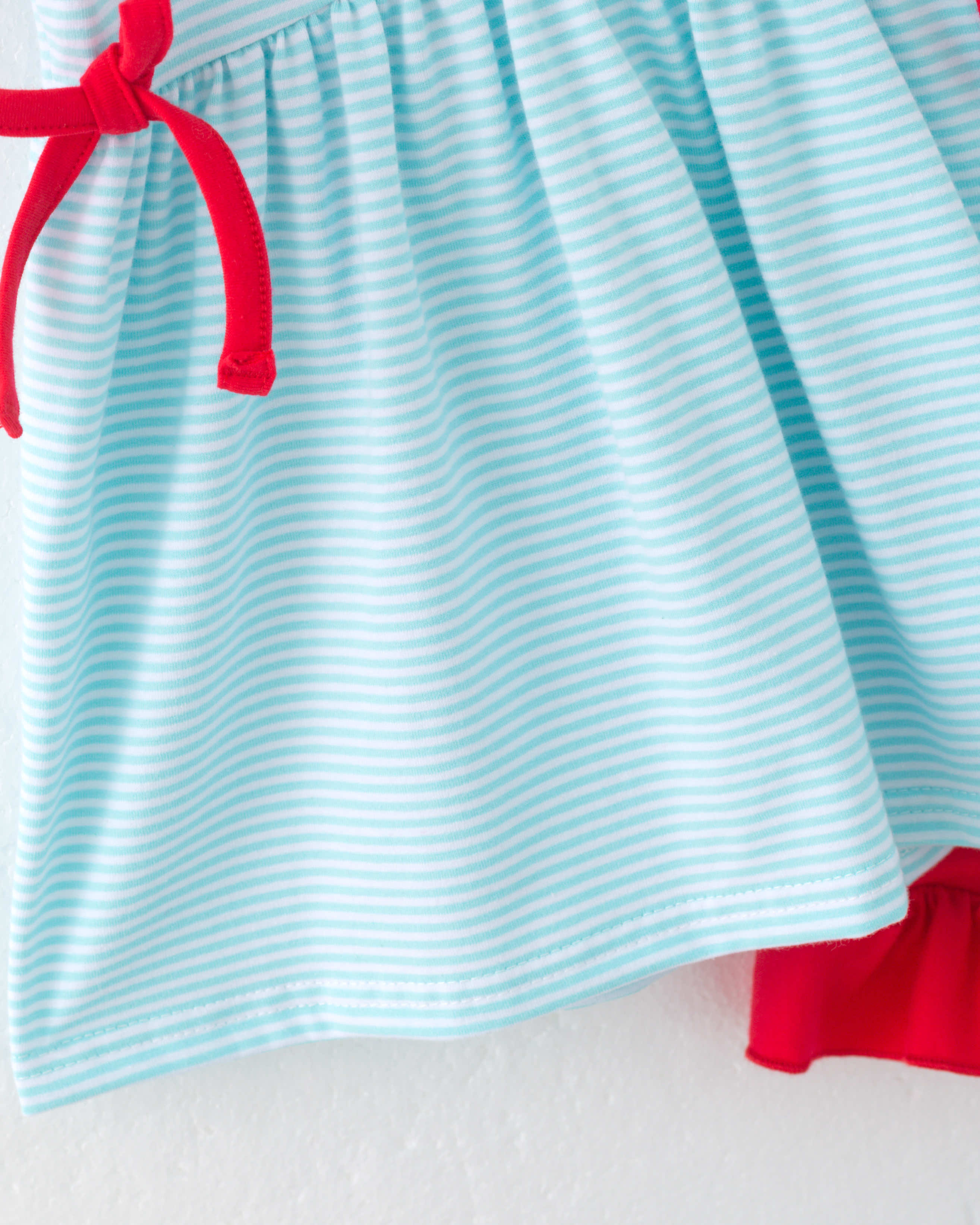 Baseball Blue Red Ruffle Girl Short Set
