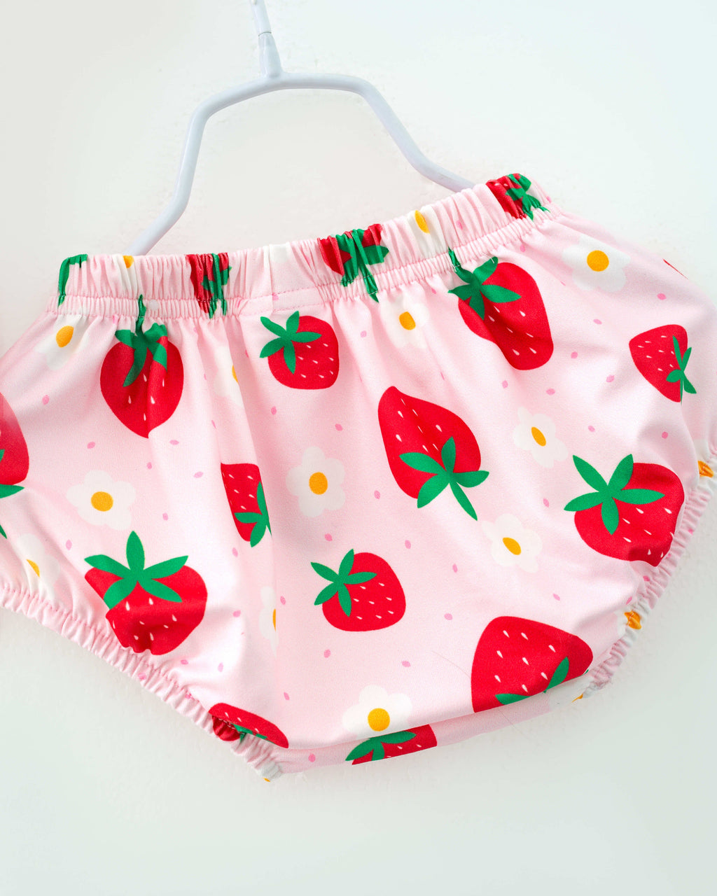 Pink Strawberry Flower Baby Girl Smocked Lace Ruffle Romper Set