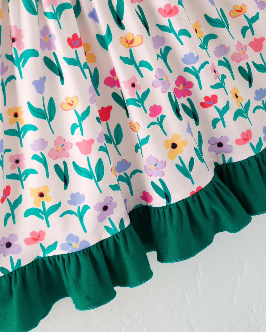 Colorful Flower Retro Girl Ruffle Dress