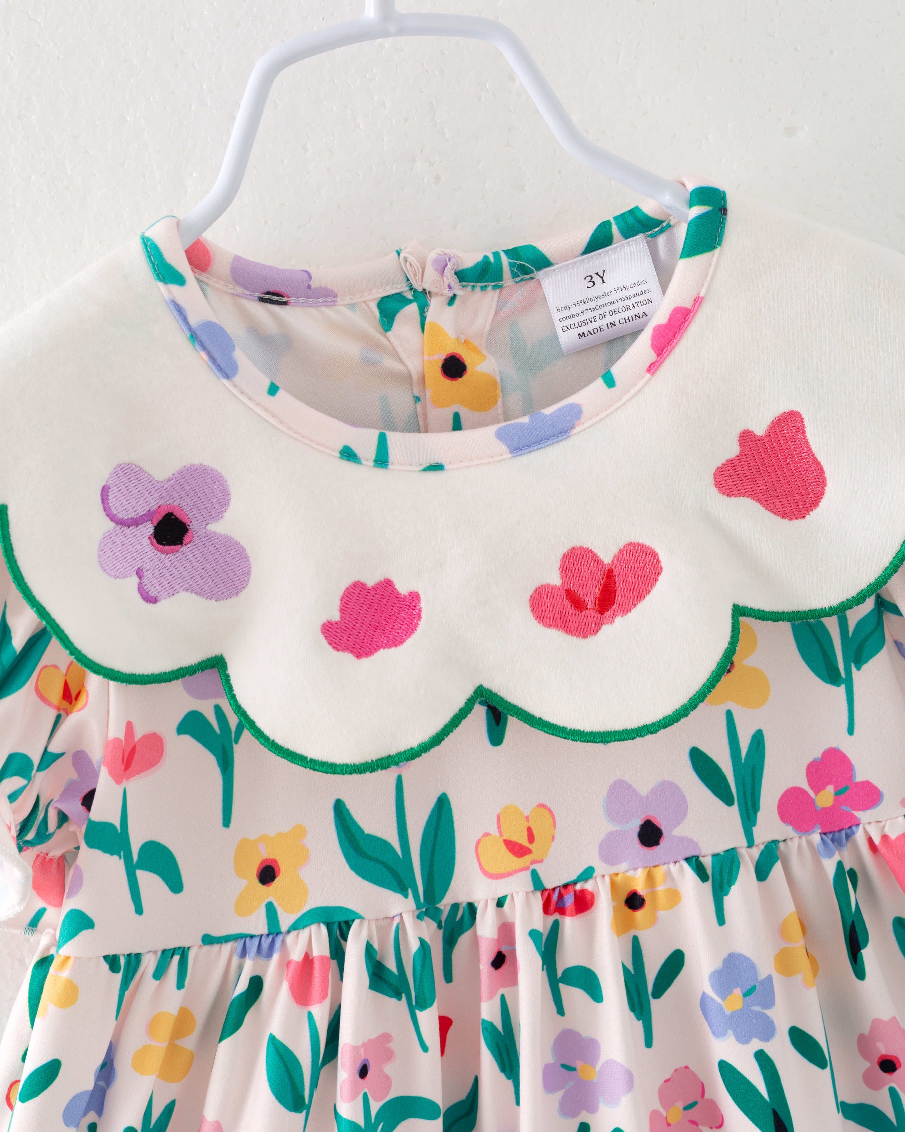 Colorful Flower Retro Girl Ruffle Dress