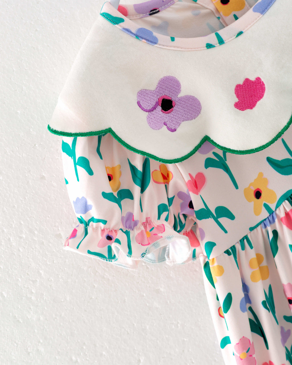 Colorful Flower Retro Girl Ruffle Dress