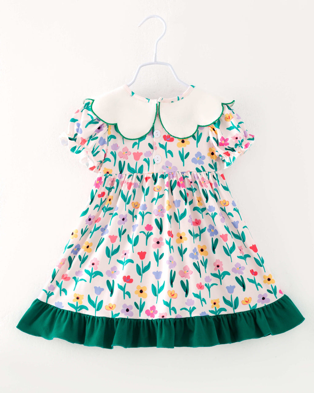 Colorful Flower Retro Girl Ruffle Dress
