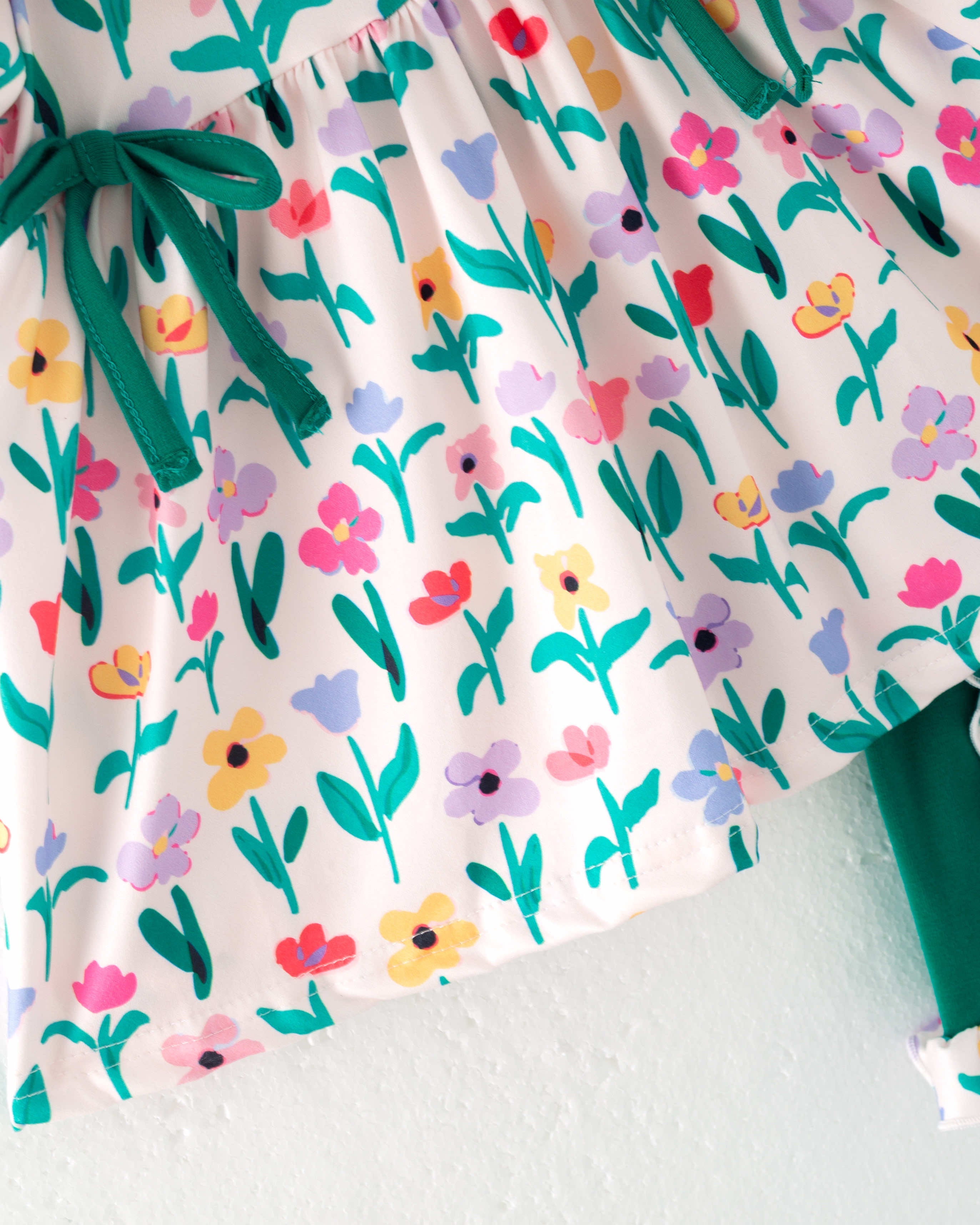 Colorful Flower Retro Girl Ruffle Outfit Set