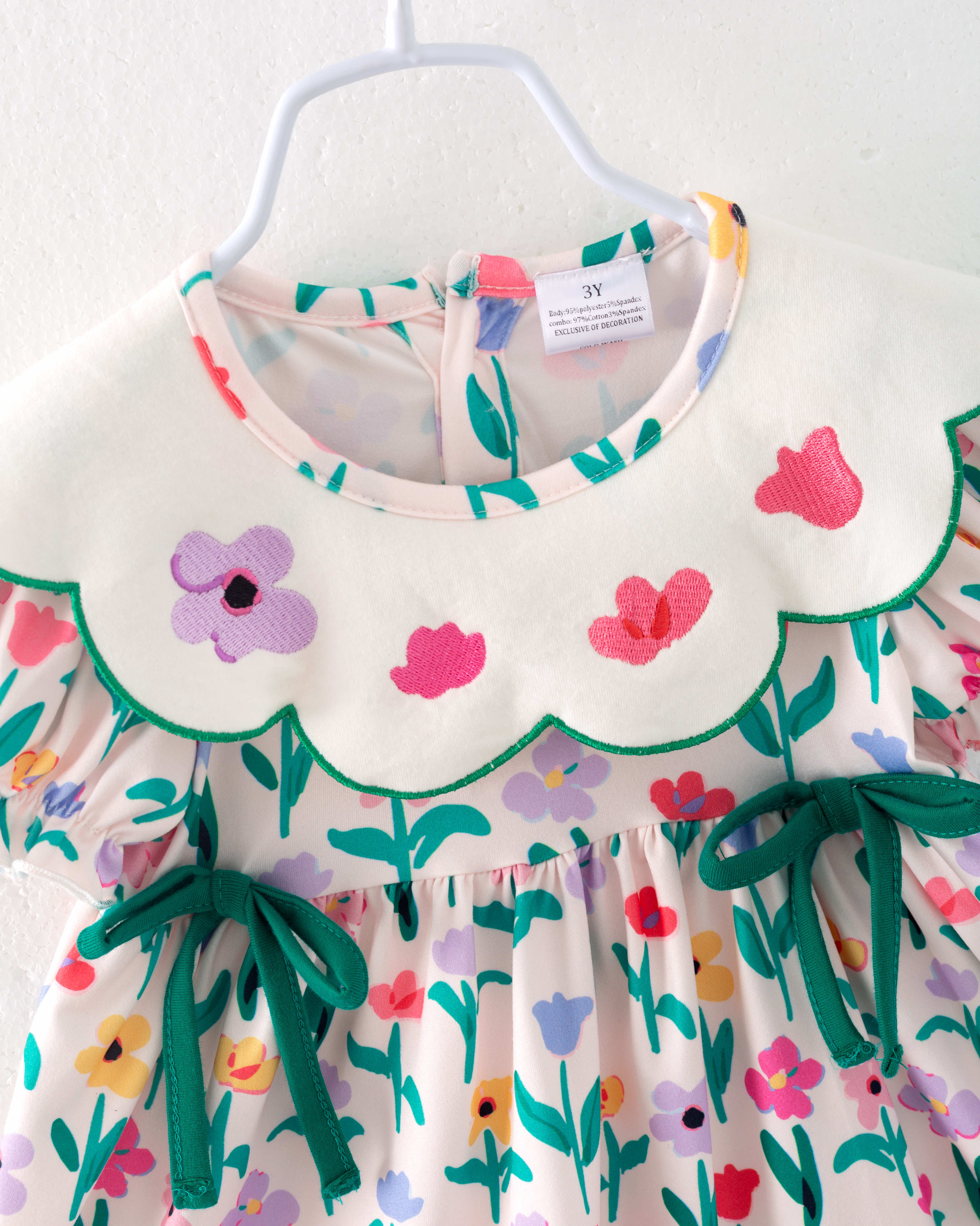 Colorful Flower Retro Girl Ruffle Outfit Set