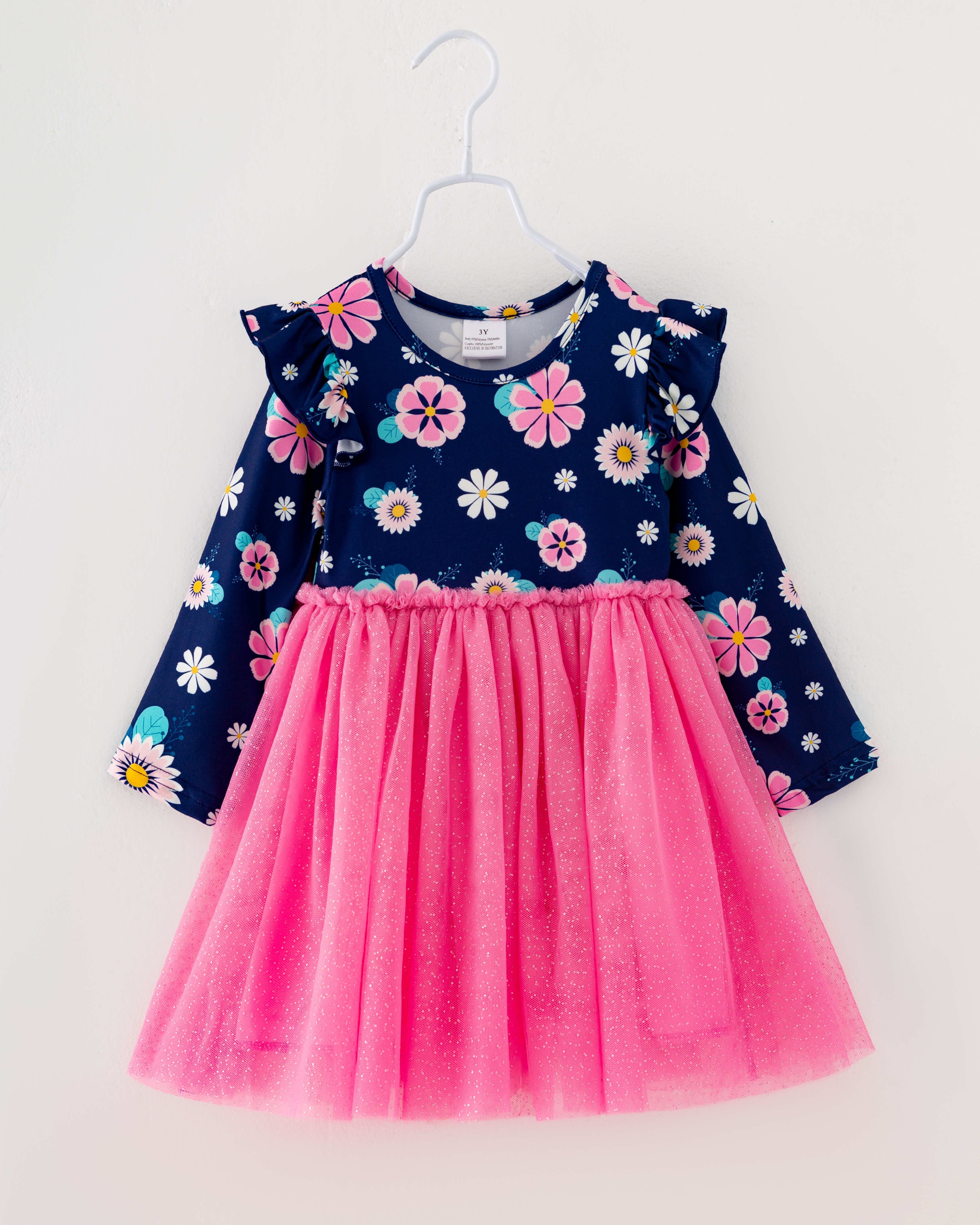 Pink Floral Ruffle Girl Tutu Dress
