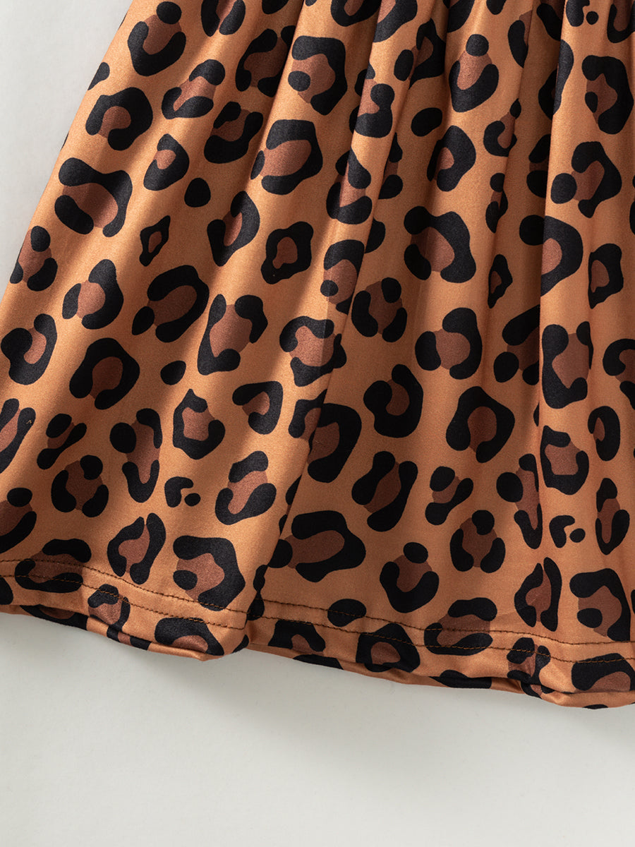 Easter Brown Leopard Cross Bunny Ruffle Girl Twirl Dress