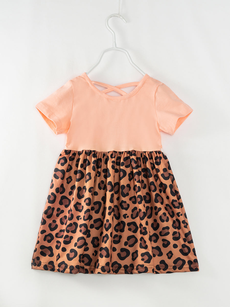 Easter Brown Leopard Cross Bunny Ruffle Girl Twirl Dress